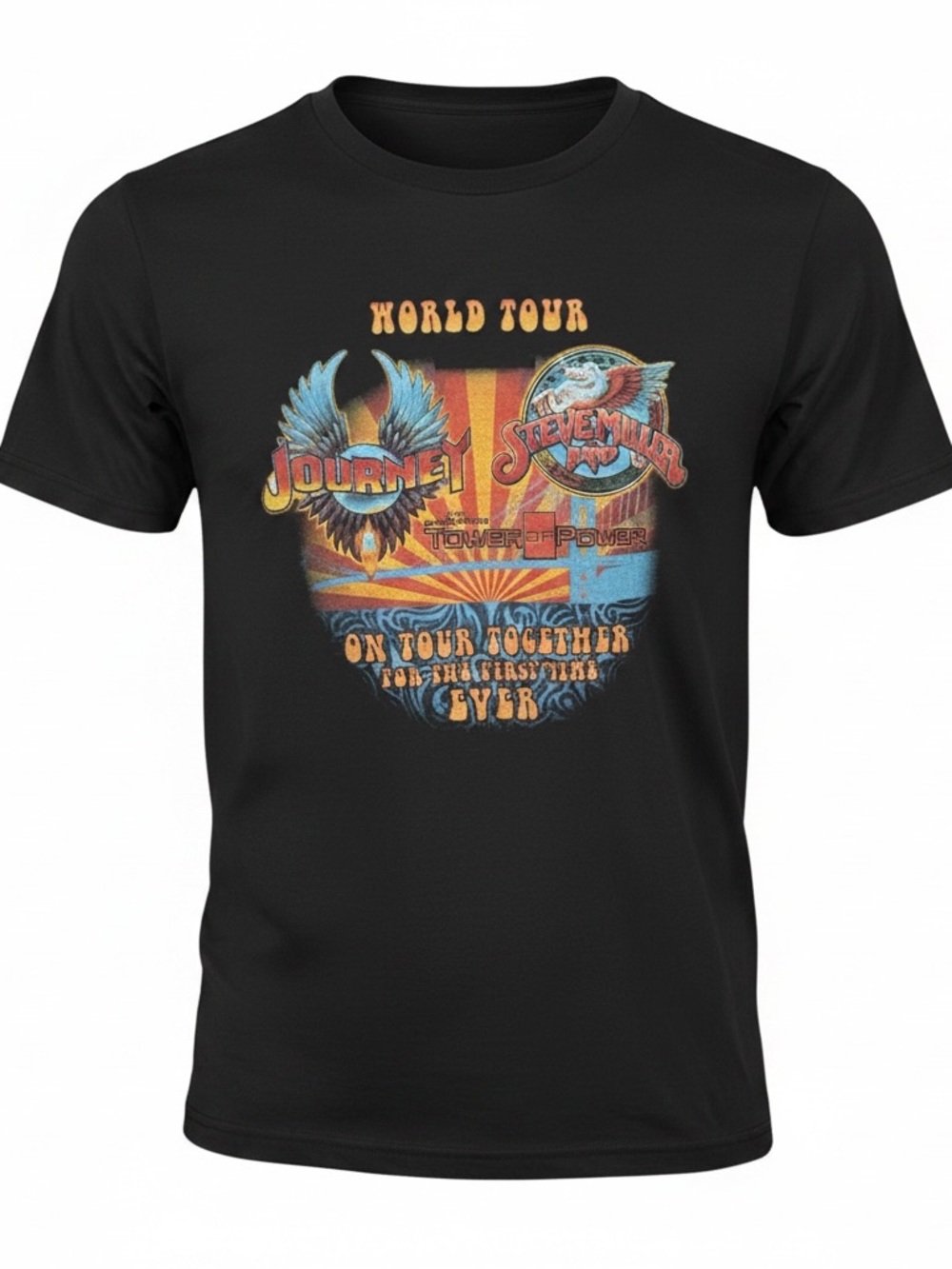 Journey Steve Miller Band 2014 Tour Shirt Large Tower of Power Concert Tee Black